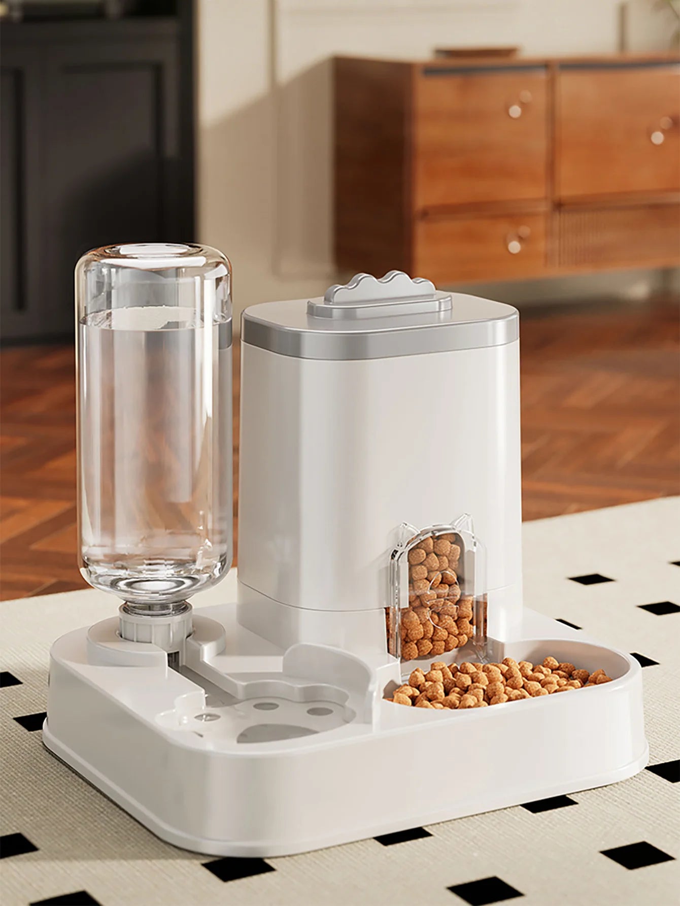 1-10L Capacity Automatic Cat and Dog Water Dispenser with Food Bowl, No Batteries Required, Modern Minimalist White Design, Easy to Clean, Long-Lasting Pet Water Solution, Automatic Pet Feeder, Stylish Pet Accessory, Durable and Long-Lasting