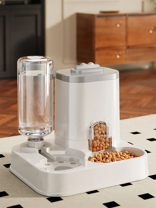 1-10L Capacity Automatic Cat and Dog Water Dispenser with Food Bowl, No Batteries Required, Modern Minimalist White Design, Easy to Clean, Long-Lasting Pet Water Solution, Automatic Pet Feeder, Stylish Pet Accessory, Durable and Long-Lasting