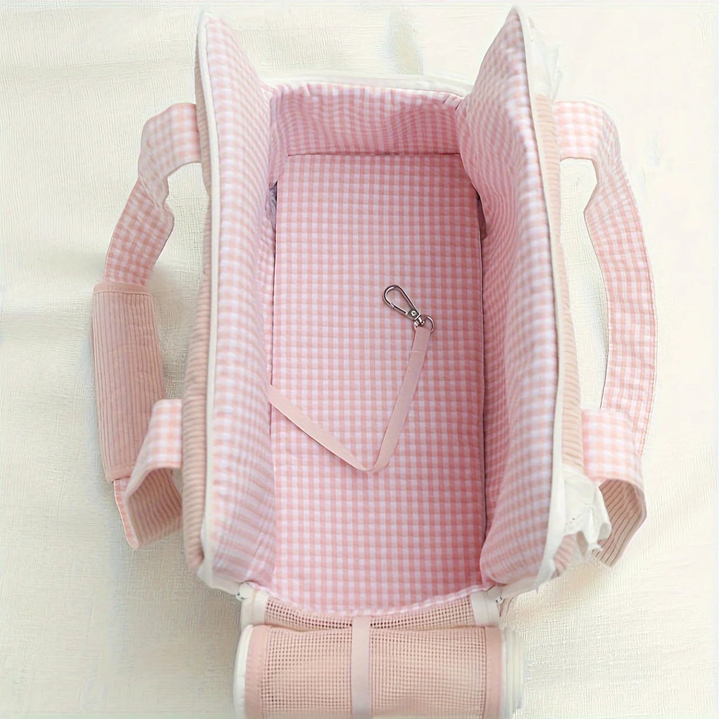 Pink Floral Pet Carrier - Cozy, Breathable & Stress-Resistant for Small Dogs & Cats. Zip Closure, Perfect for Travel!