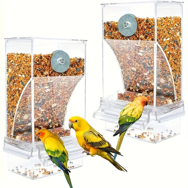 Transparent Automatic Bird Feeder Anti Splash Bird User Outside Parrot Feeder