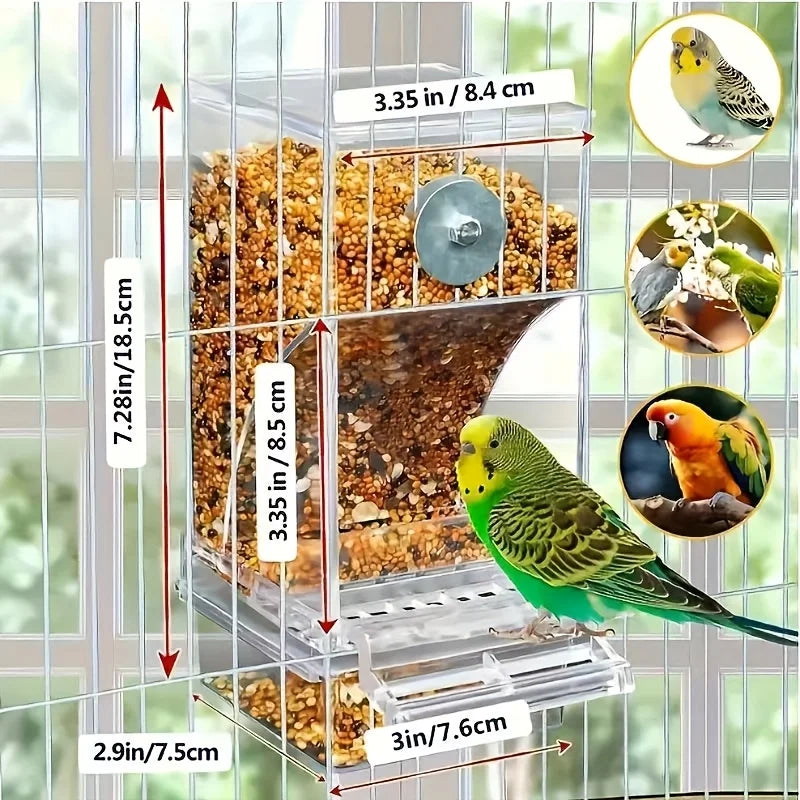 Transparent Automatic Bird Feeder Anti Splash Bird User Outside Parrot Feeder
